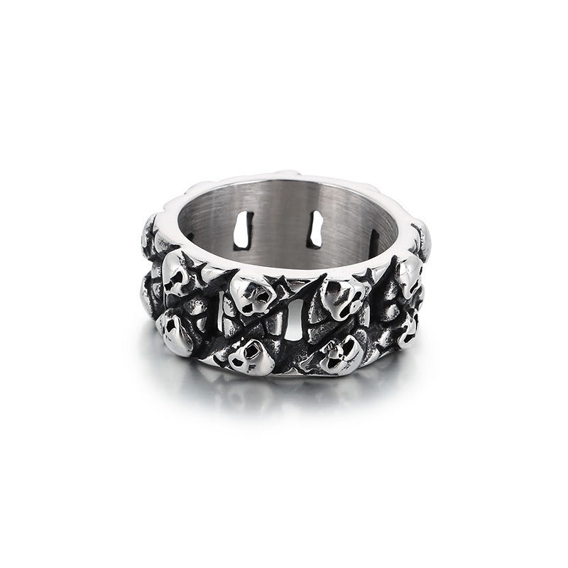 Kemstone Titanium Steel Skull Ring – Vintage Punk Cast Design for Men KR110794-KJX
