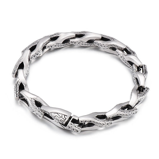 Kemstone Titanium Steel Snake Bone Bracelet & Necklace – Articulated Chain Style for Men KB152068-KJX
