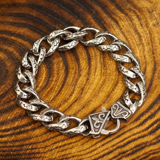Kemstone Titanium Steel Snake Chain Bracelet for Men – Vintage Punk Design NW-SZ090