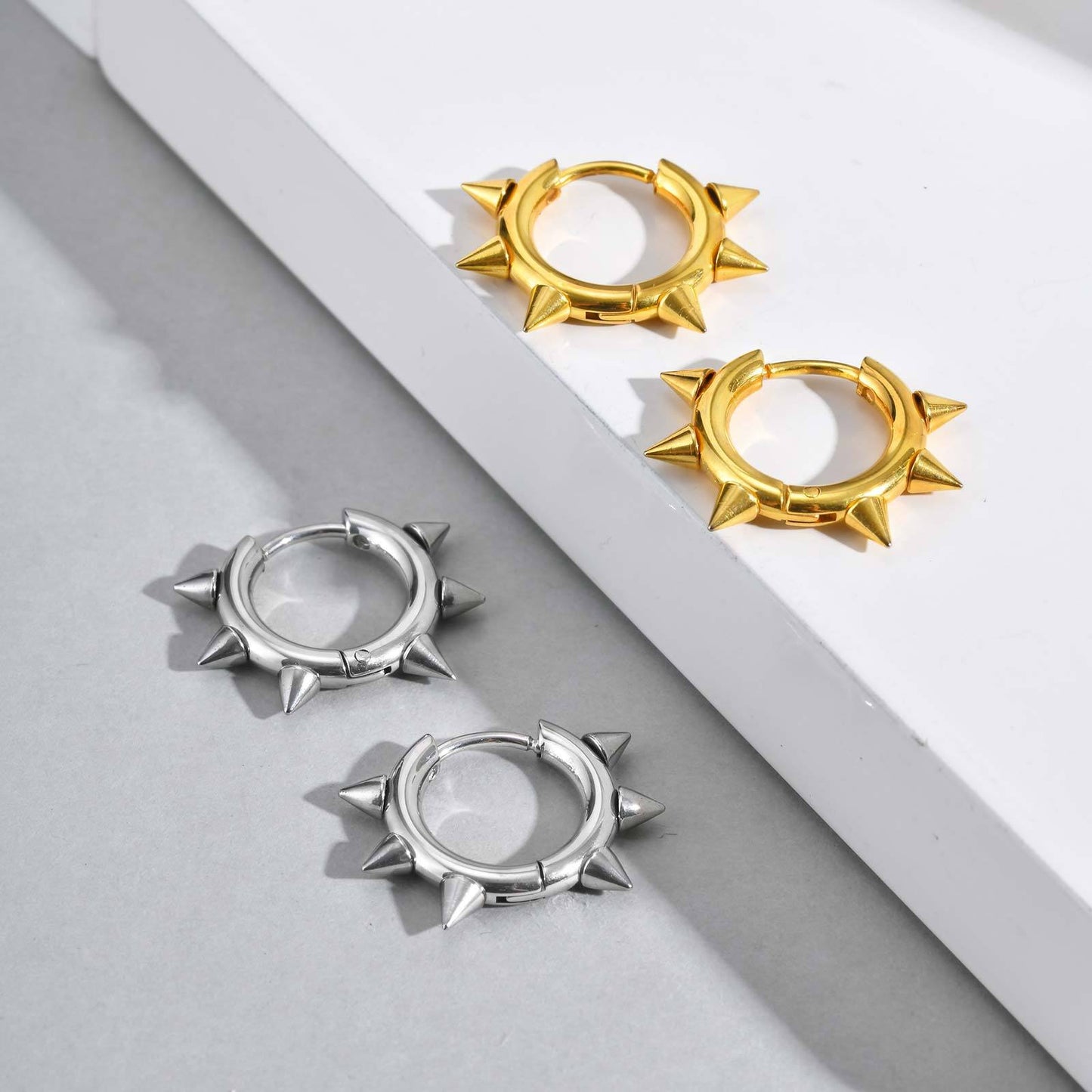 Men’s Titanium Steel Spike Hoop Earring – Punk Street Style EH-751