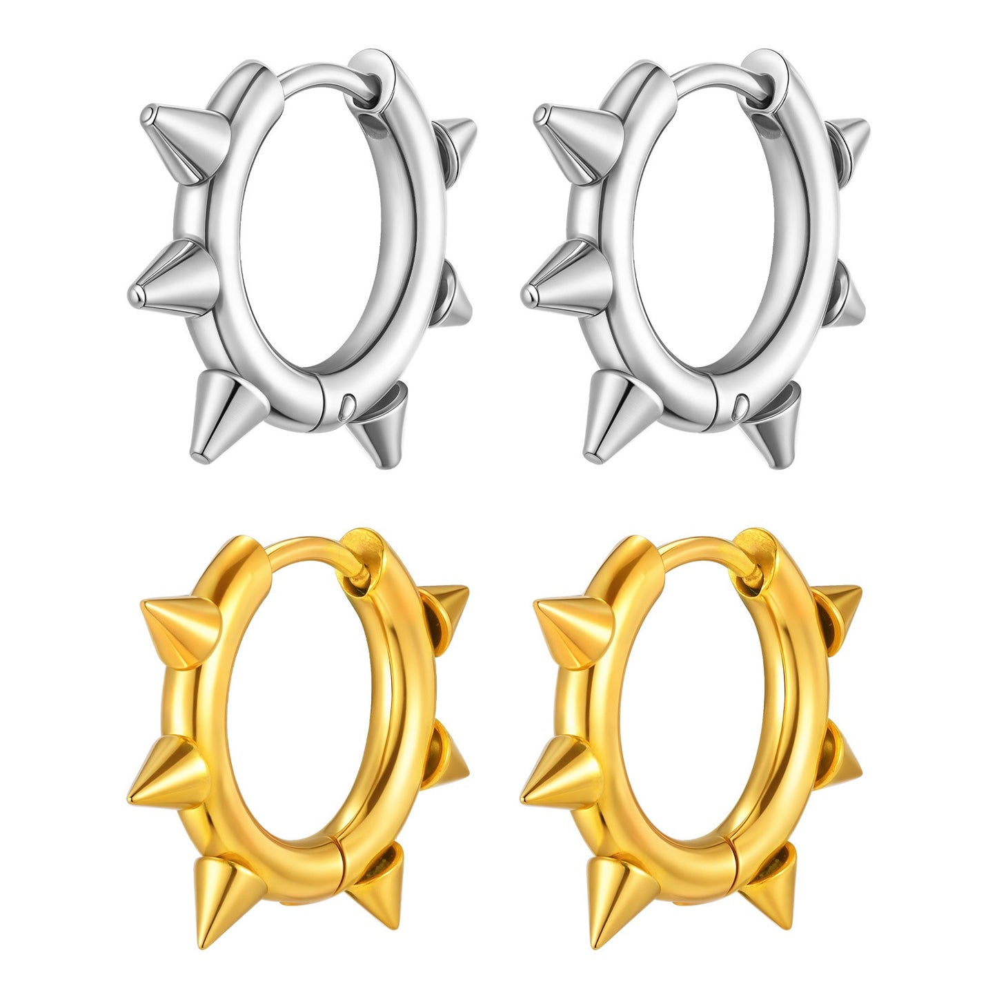 Men’s Titanium Steel Spike Hoop Earring – Punk Street Style EH-751