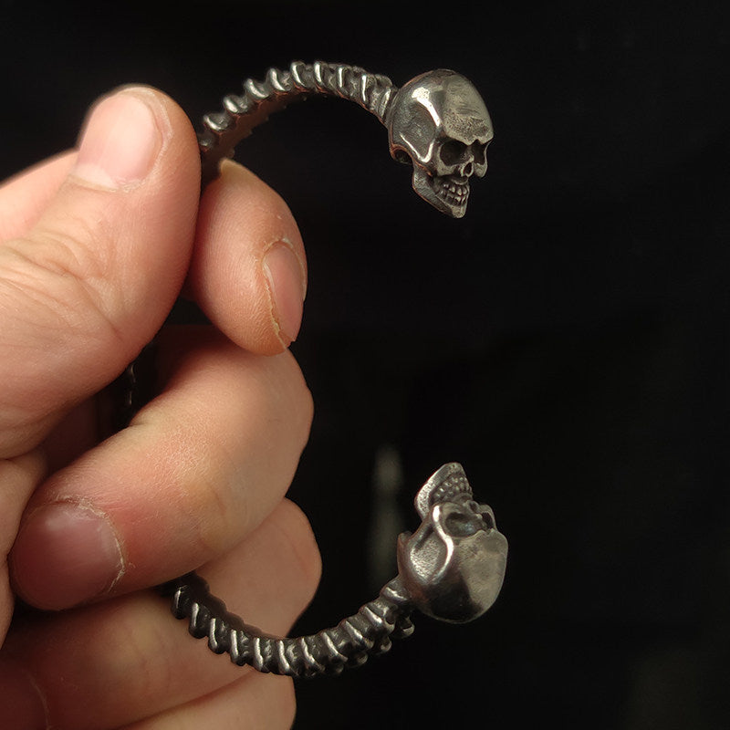 Kemstone Titanium Steel Spine Skull Bracelet for Men Dark Vintage NW-ZJ479