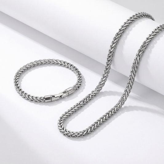 Kemstone Titanium Steel Spinner Chain Necklace Bracelet for Men Rotating Clasp KB213822-KFC