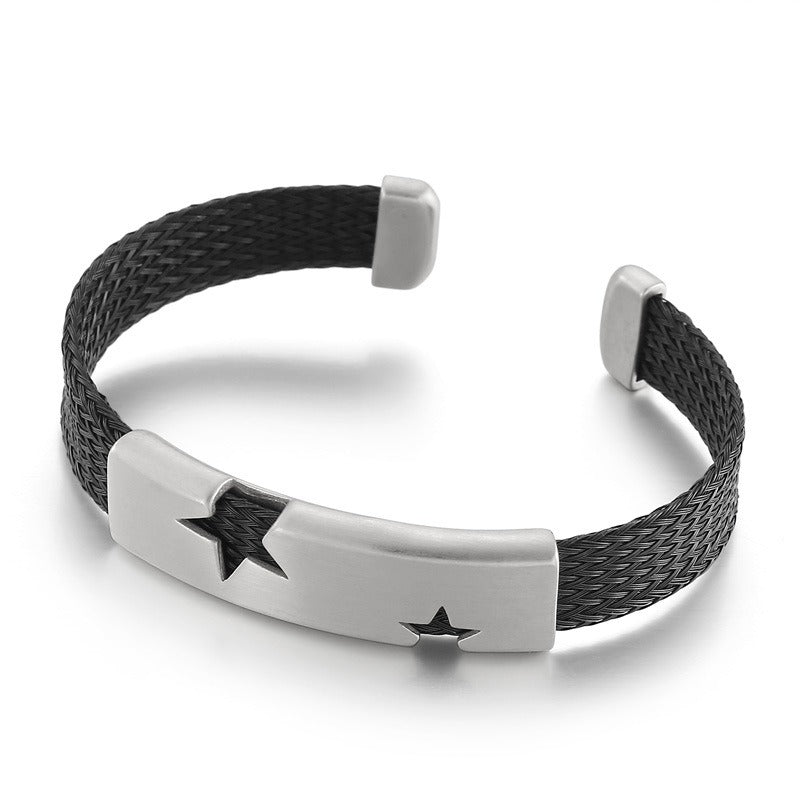 Kemstone Titanium Steel Star Cutout Open Cuff Bracelet for Men KB146896-KLHQ
