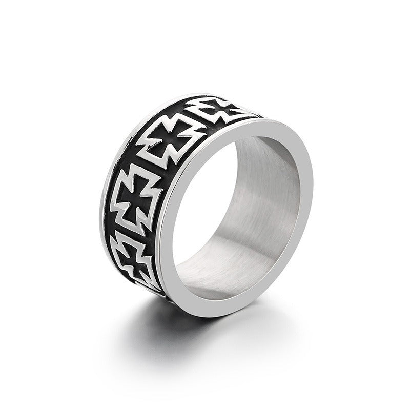 Kemstone Titanium Steel Sun Moon Star Ring for Men Vintage Symbol Band KB158011-Z