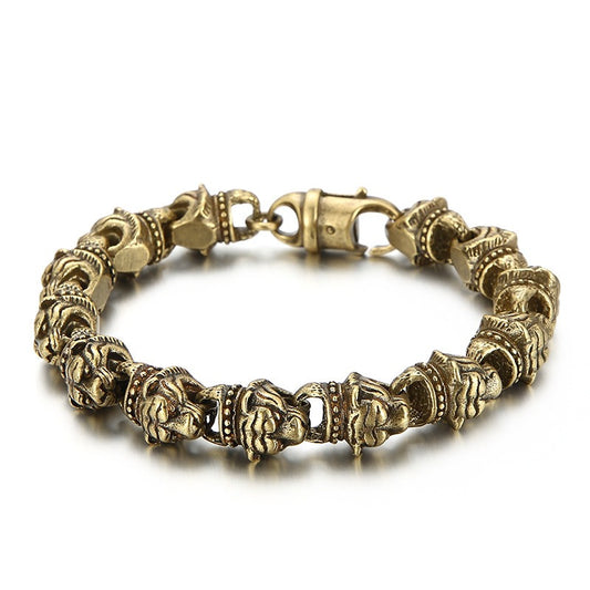 Kemstone Titanium Steel Tiger Head Bead Bracelet for Men KB152704-KJX