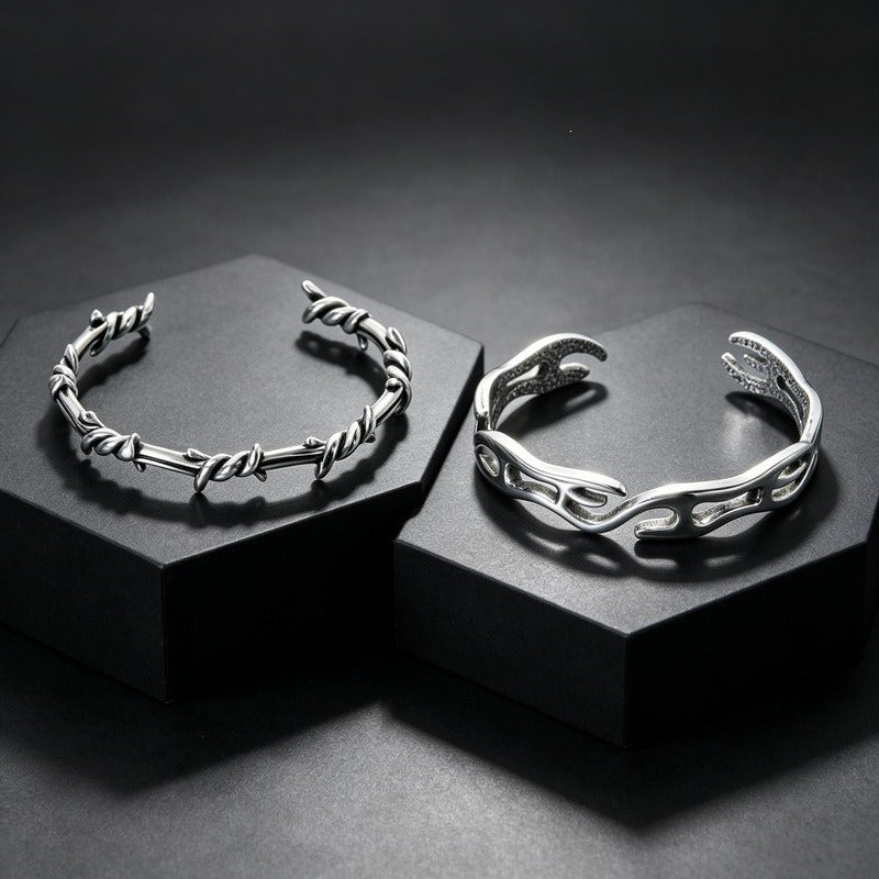Kemstone Titanium Steel Twisted Cuff Bracelet for Men Vintage Open Design KB214264-LU