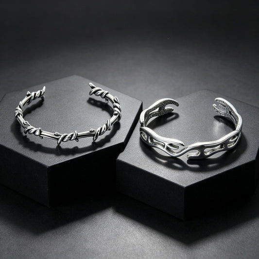 Kemstone Titanium Steel Twisted Cuff Bracelet for Men Vintage Open Design KB214264-LU