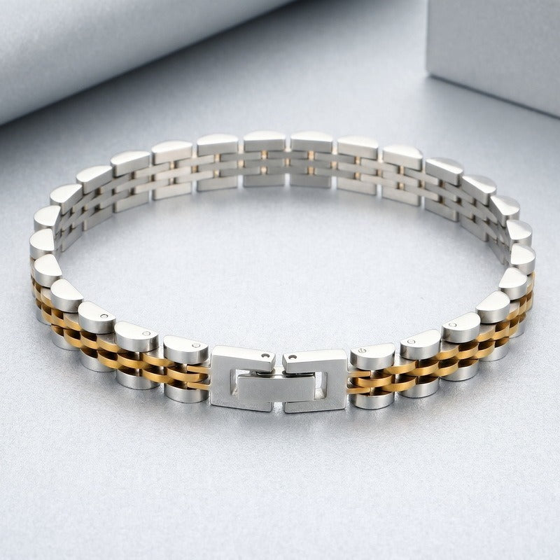 Kemstone Titanium Steel Link Bracelet for Men Two Tone Watch Band Style KB215164-KL
