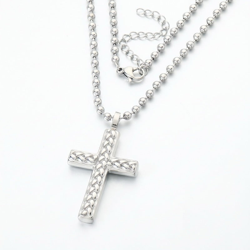 Kemstone Titanium Steel Wheat Texture Cross Pendant for Men KN302490-GC