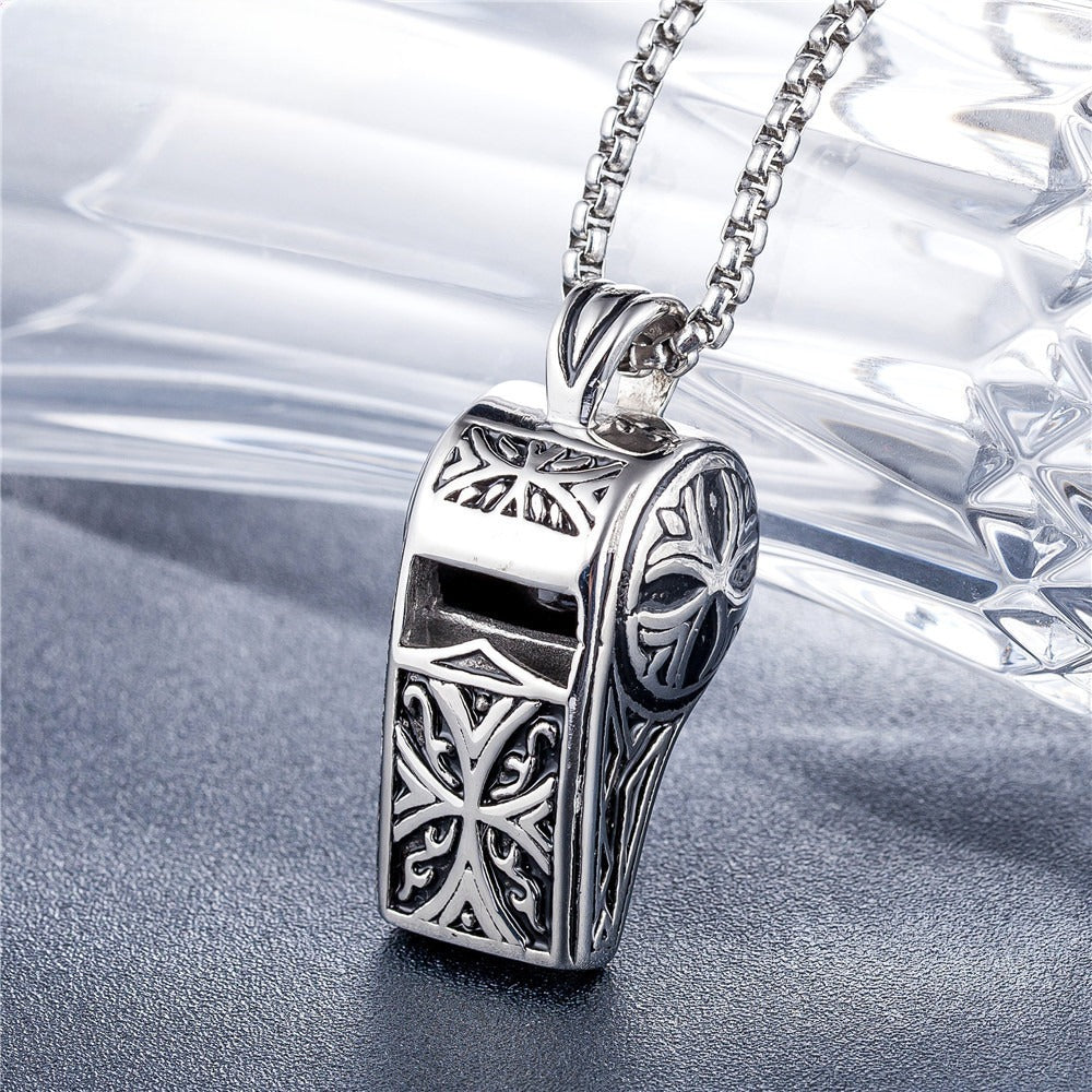 Kemstone Titanium Steel Whistle Pendant Necklace for Men P0146