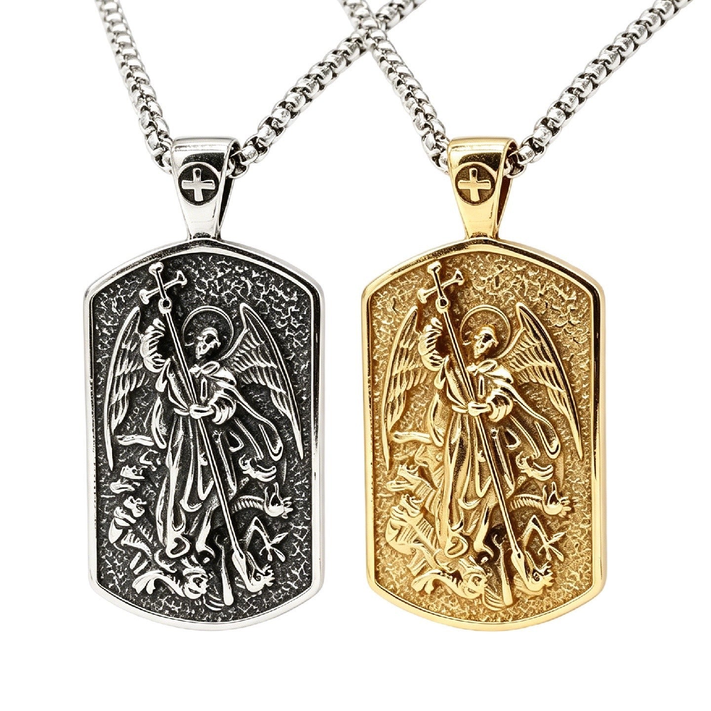 Kemstone Titanium Steel Winged Pendant Necklace for Men Vintage Relief Tag P1554