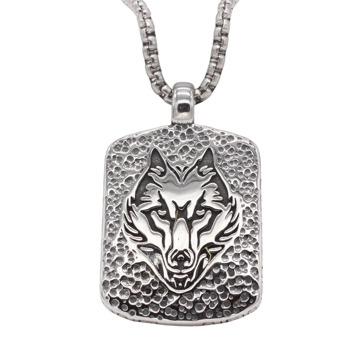Kemstone Titanium Steel Wolf Head Pendant Necklace for Men Vintage P1546