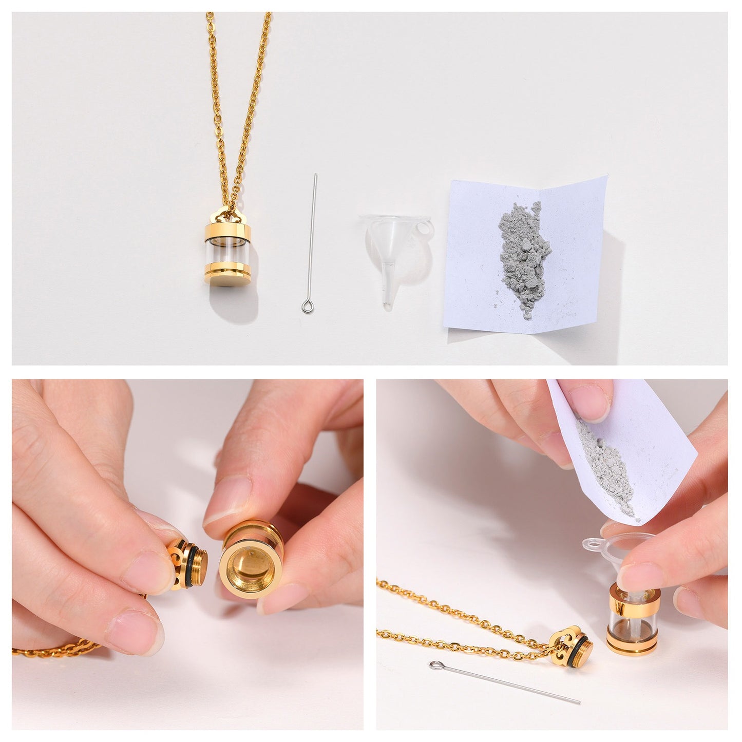 Kemstone Stainless Steel Keepsake Pendant Necklace for Men Women Glass Capsule PN-1537