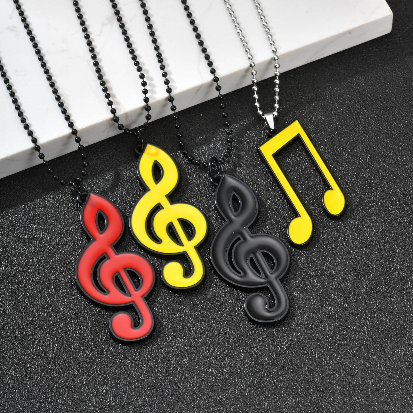 Kemstone Treble Clef Pendant Necklace for Men Colorful Music Note Charm NC-3023