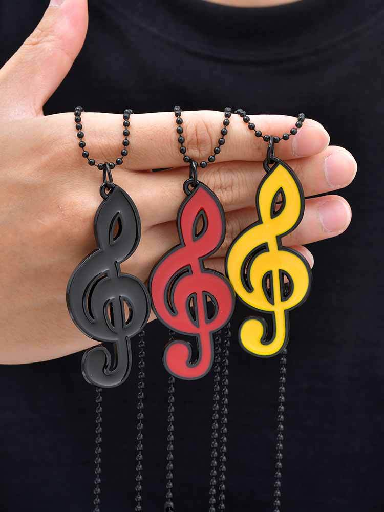 Kemstone Treble Clef Pendant Necklace for Men Colorful Music Note Charm NC-3023