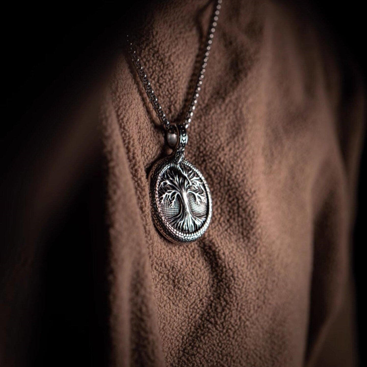 Kemstone Tree of Life Pendant Necklace – Norse Viking Titanium Steel for Men NW-XL177