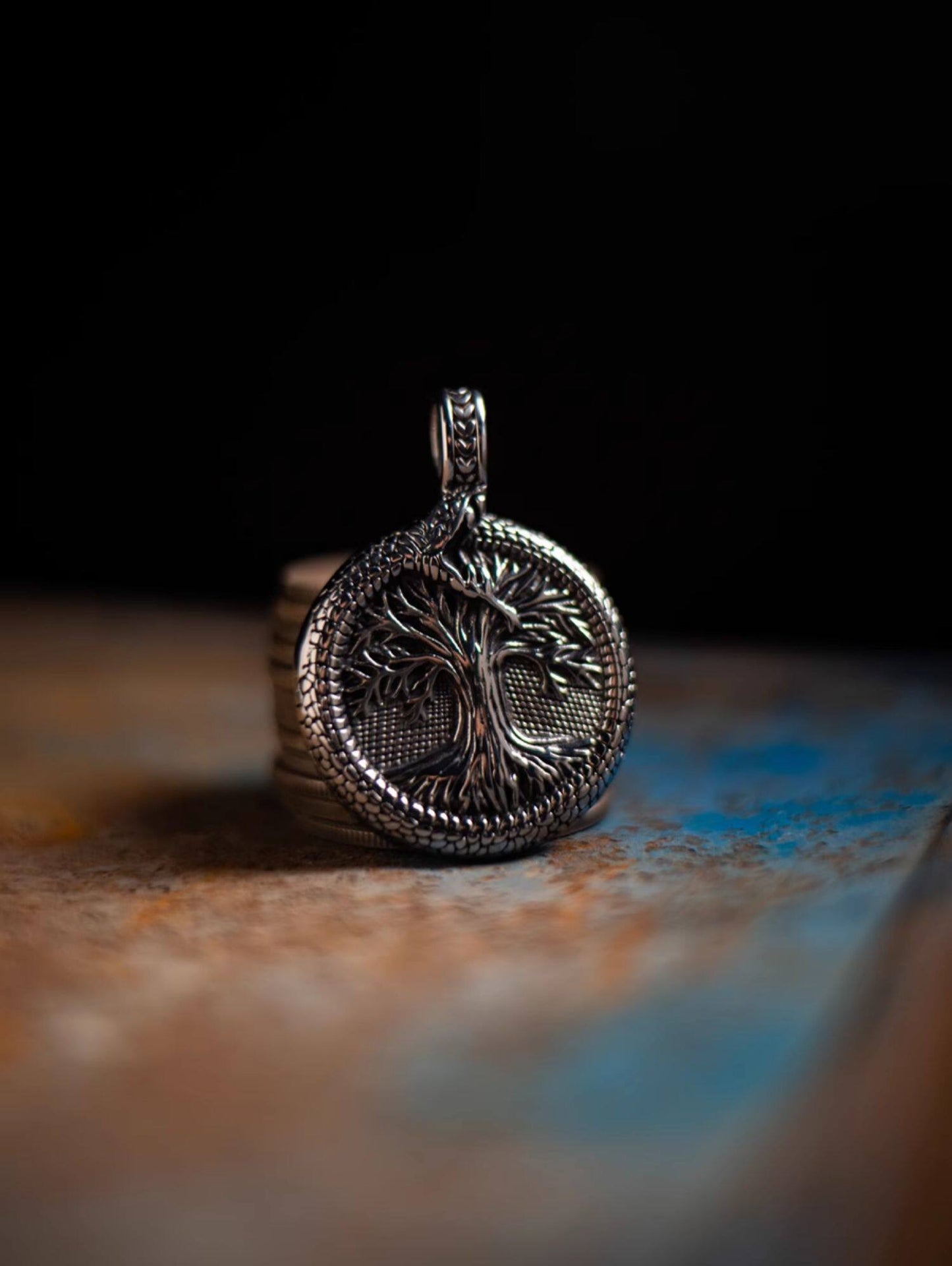 Kemstone Tree of Life Pendant Necklace – Norse Viking Titanium Steel for Men NW-XL177