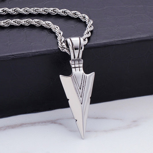 Kemstone Men’s Stainless Steel Arrowhead Necklace – Triangle Vintage Jewelry, Gold/Silver/Black KP79565-K