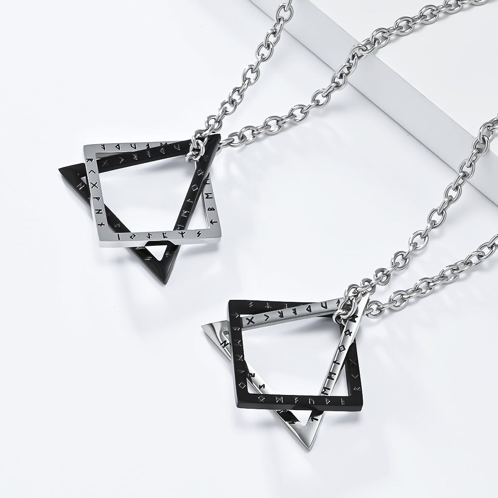 Kemstone Triangle Square Geometric Necklace for Men Stainless Steel K-PT580