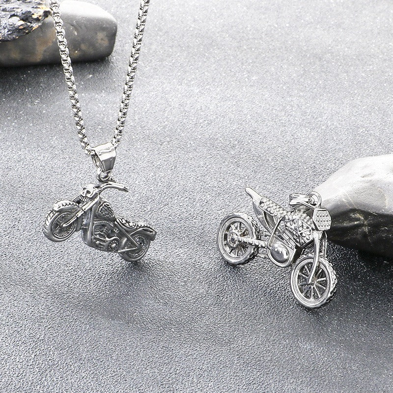 Kemstone Motorcycle Pendant Necklace for Men Stainless Steel Bike & Truck Charm Street Style KP117059-LU