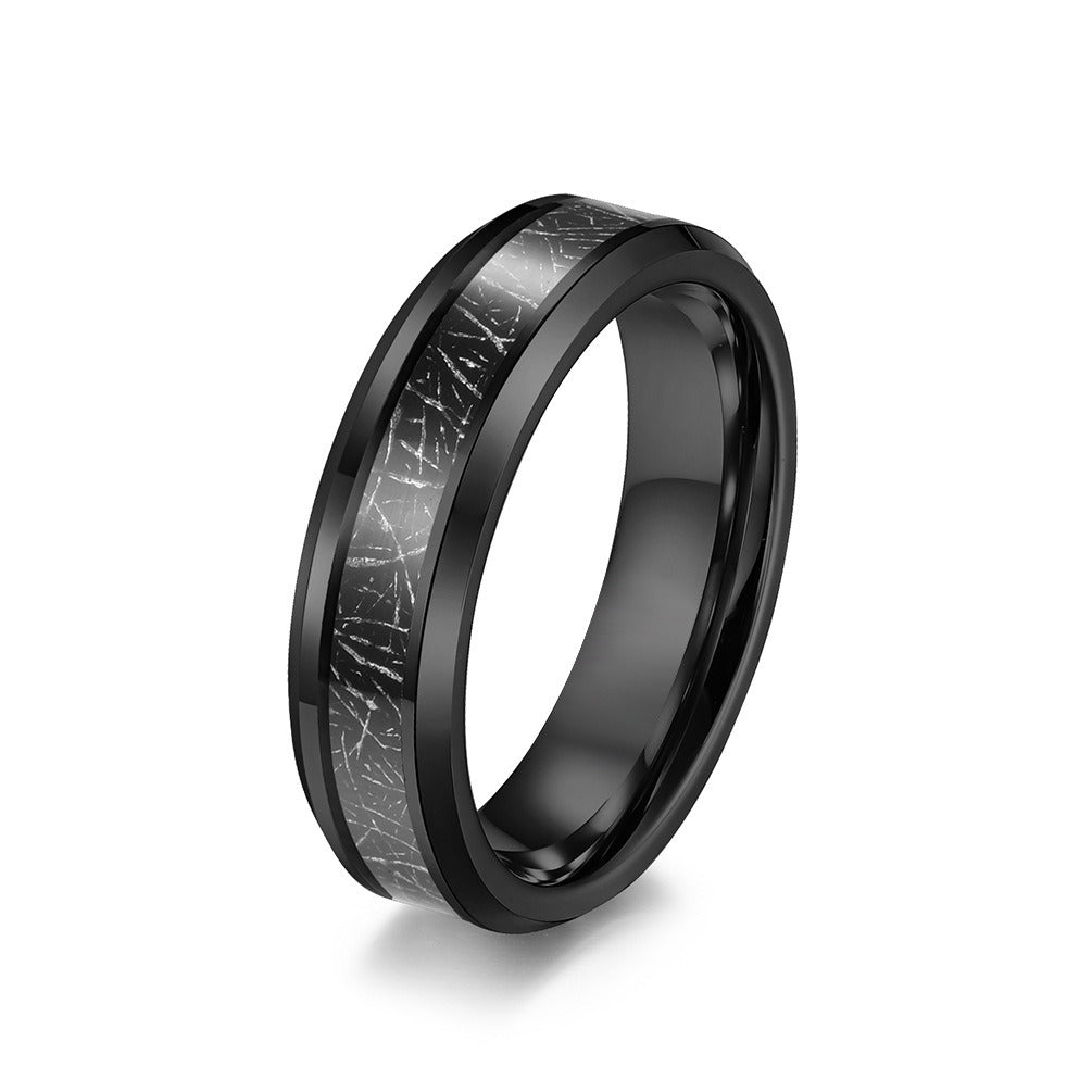Kemstone Tungsten Carbide Ring for Men & Women Black Inlay Band K-T020