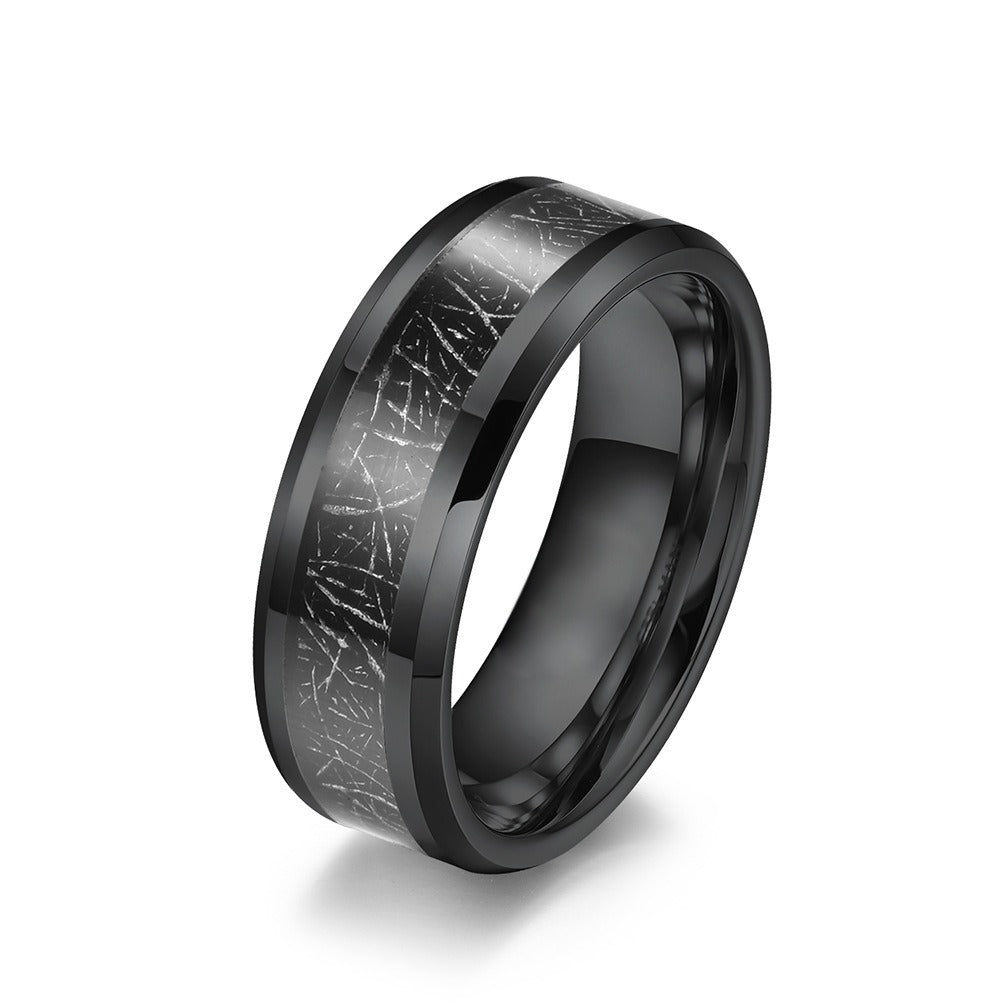 Kemstone Tungsten Carbide Ring for Men & Women Black Inlay Band K-T020