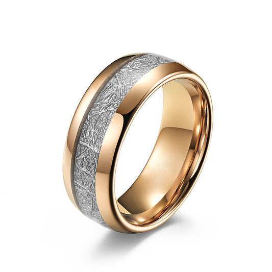 Kemstone Tungsten Carbide Ice Silk Ring for Men & Women – Rose Gold Band K-T014