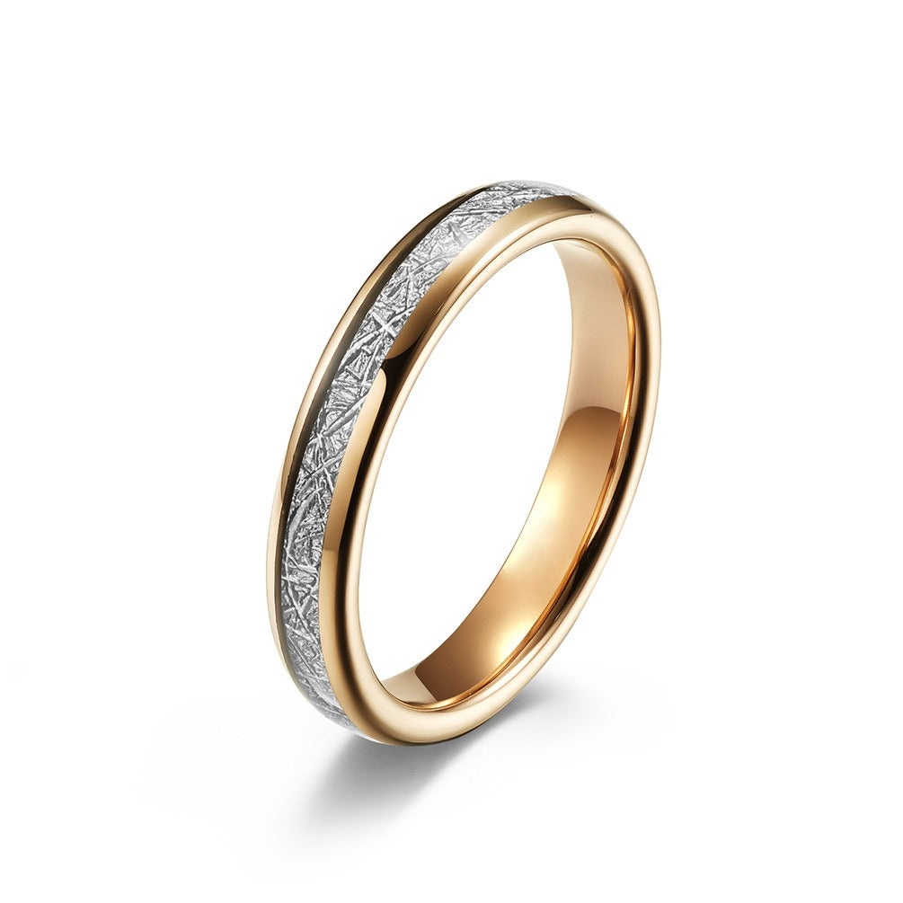 Kemstone Tungsten Carbide Ice Silk Ring for Men & Women – Rose Gold Band K-T014