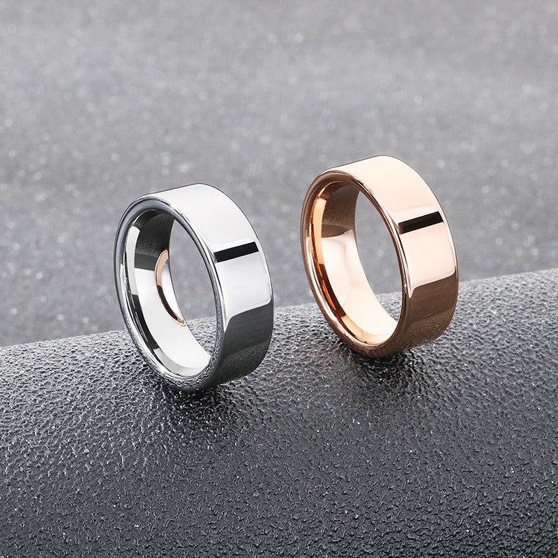 Kemstone Men’s Tungsten Steel Ring – 8mm Polished Minimalist Band KR114256-TS