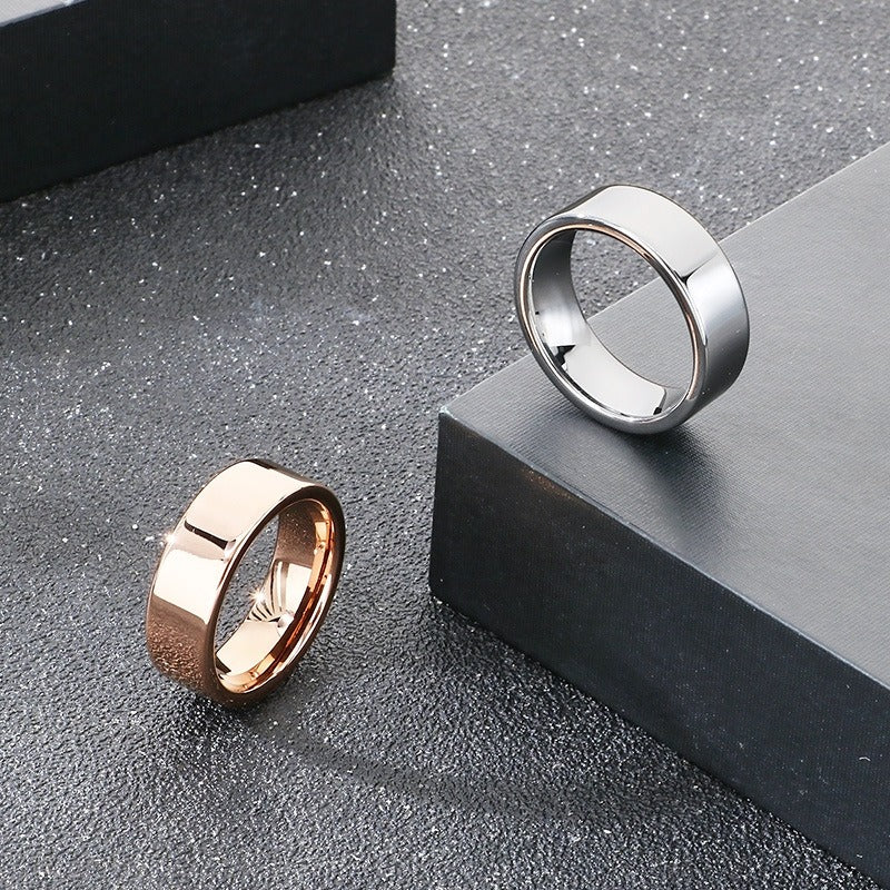 Kemstone Men’s Tungsten Steel Ring – 8mm Polished Minimalist Band KR114256-TS