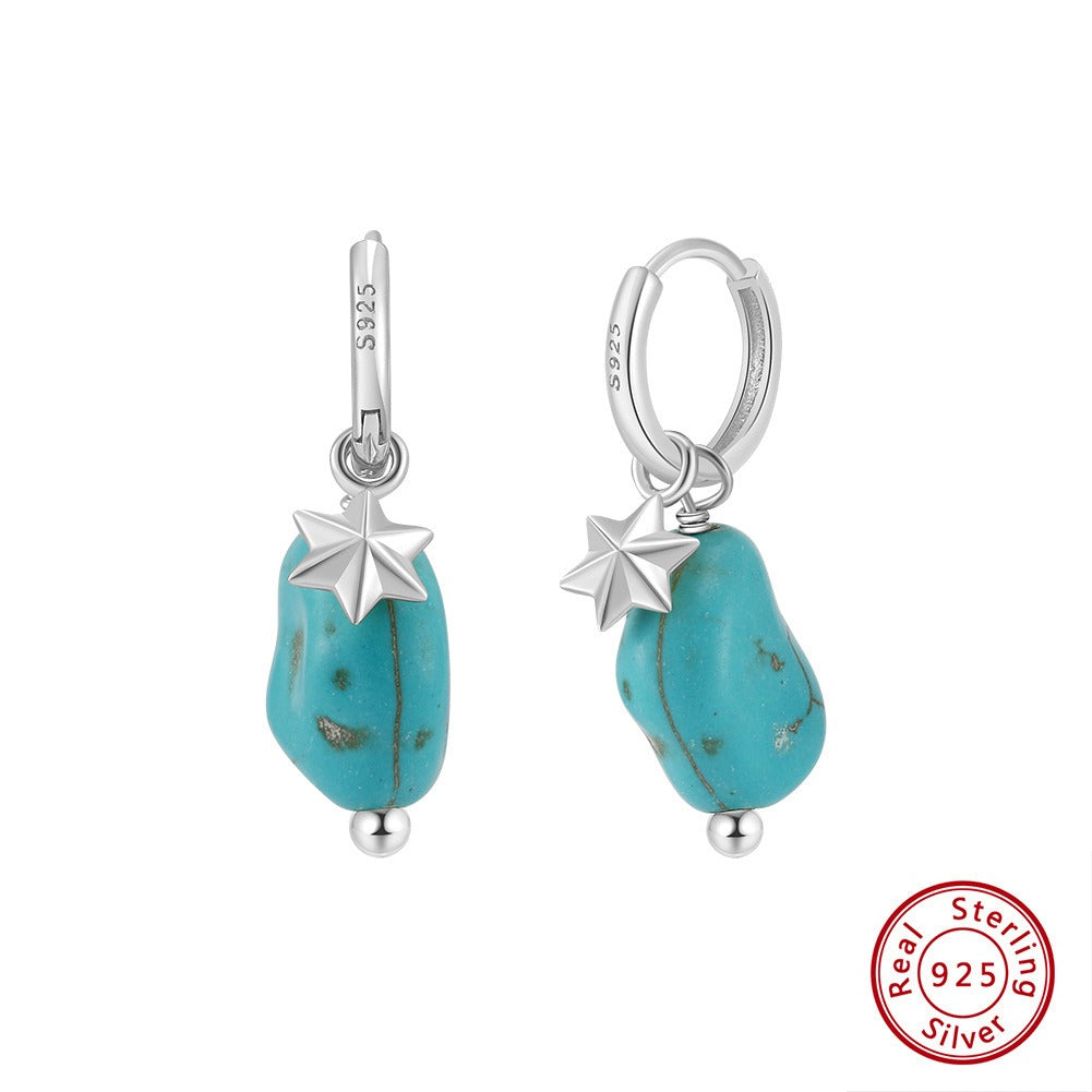Kemstone 925 Sterling Silver Turquoise Drop Earrings for Women Star Charm Vintage GME40