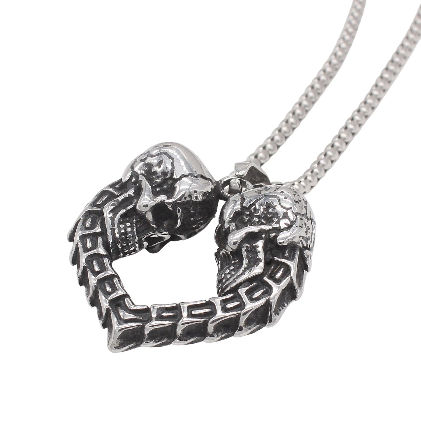 Kemstone Titanium Steel Skull Heart Pendant Necklace for Men Vintage P1528