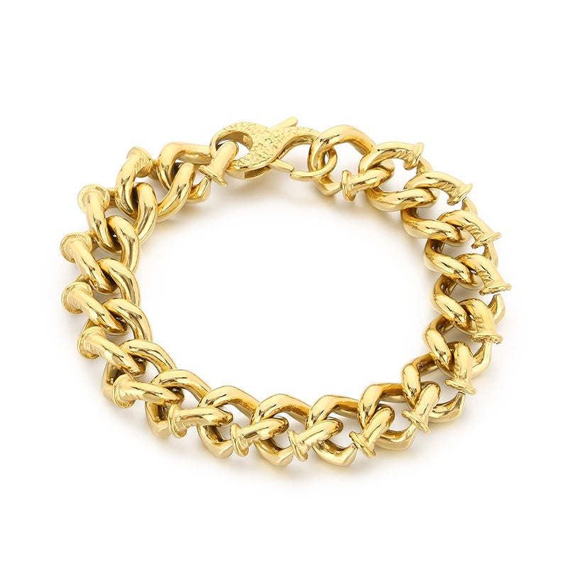 Kemstone Twist Chain Bracelet for Men Titanium Steel Heavy Link Gold Silver KB204393-KJX