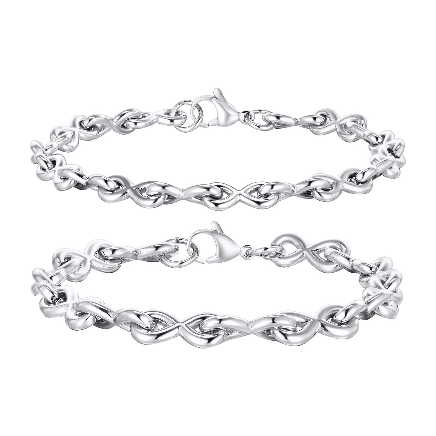 Kemstone Stainless Steel Twisted Link Bracelet for Men Silver BR2152