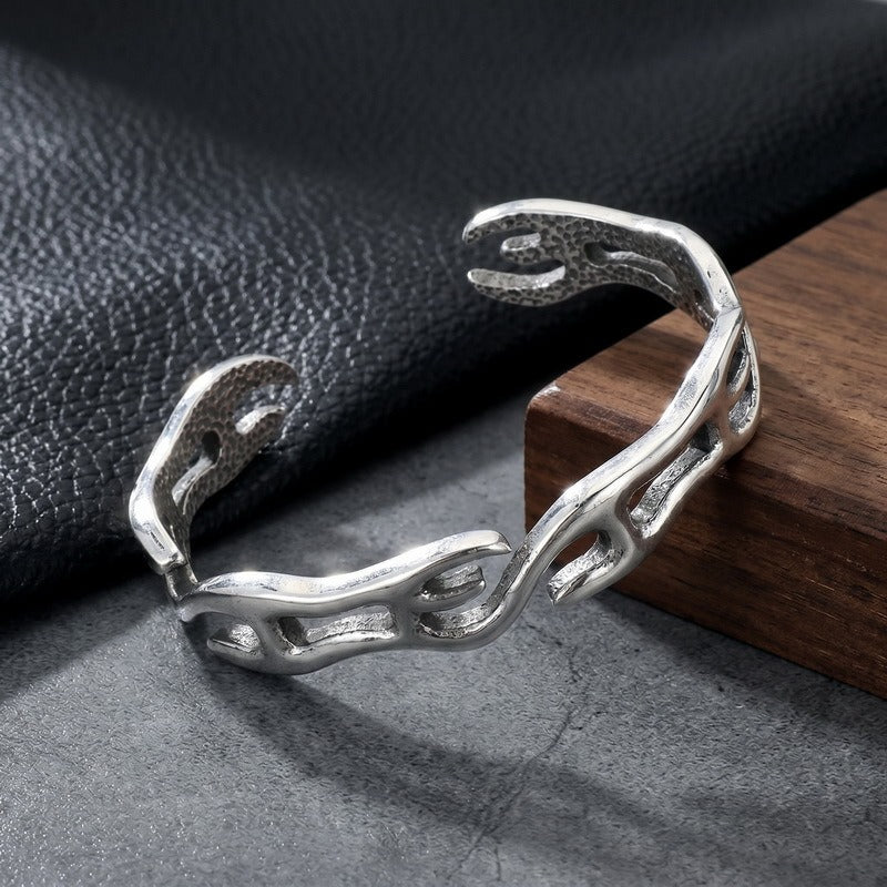 Kemstone Titanium Steel Twisted Cuff Bracelet for Men Vintage Open Design KB214264-LU