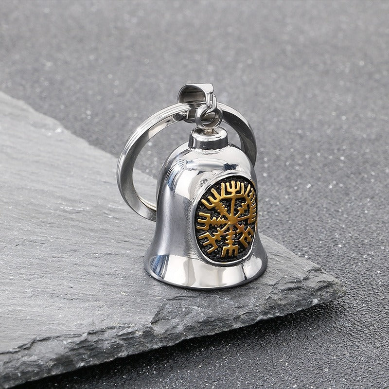 Kemstone Viking Compass Bell Keychain – Titanium Steel Rune Pendant KY1483-K