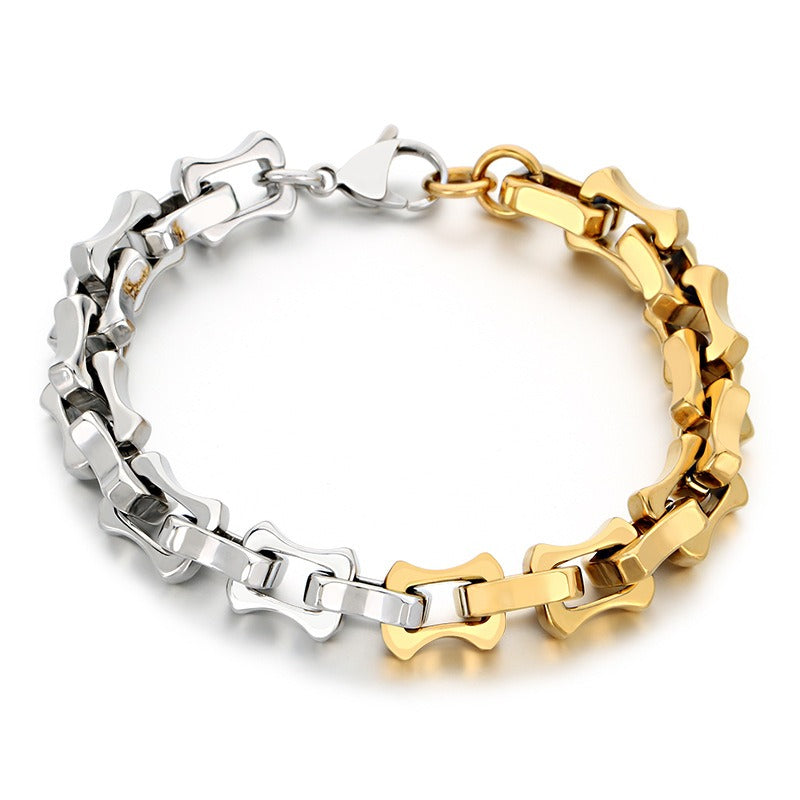 Kemstone Men’s Two-Tone Titanium Steel Bamboo Chain – 10/11/12mm KB207211-Z