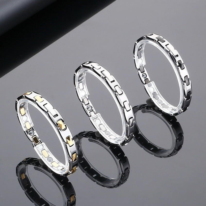 Kemstone Men’s Tungsten Steel Magnetic Germanium Bracelet – 8mm Link Chain KB208921-JI