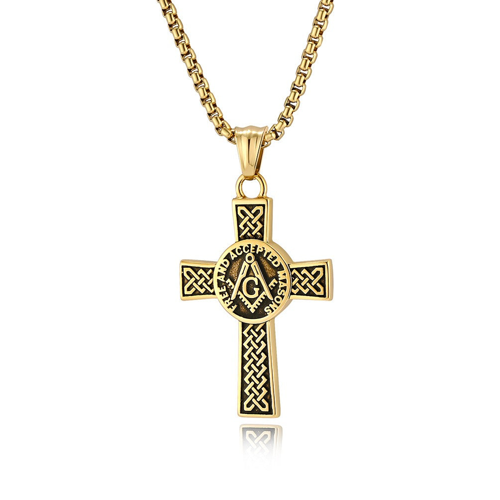 Kemstone Celtic Knot Cross Necklace for Men Stainless Steel Vintage K-PT569