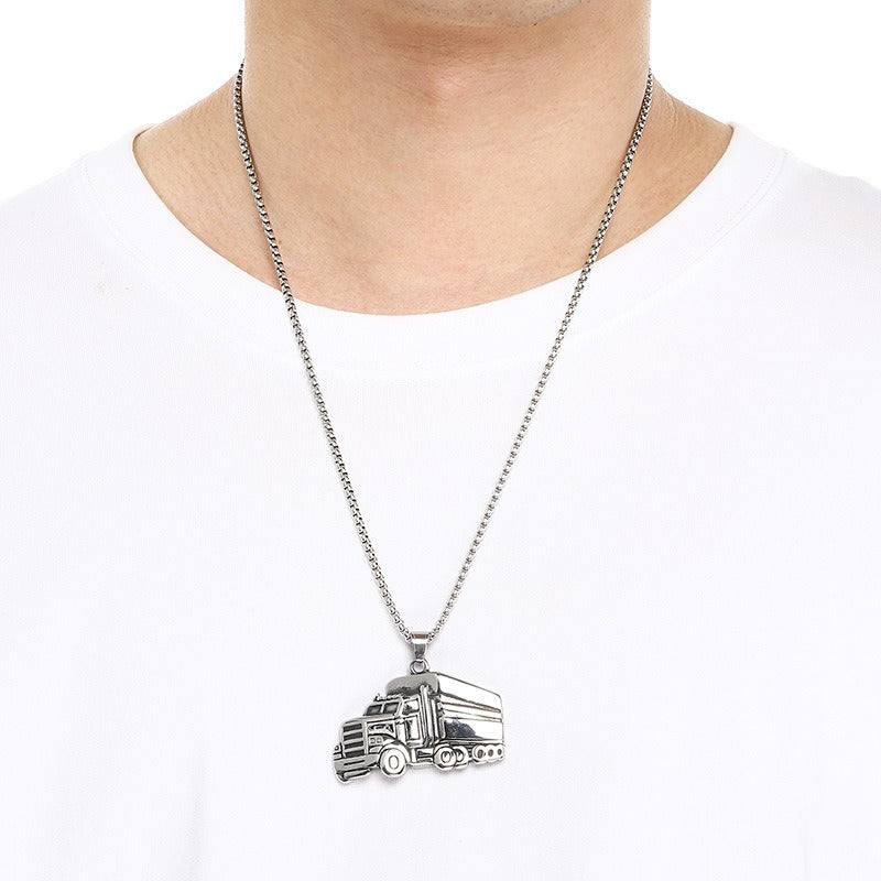 Kemstone Motorcycle Pendant Necklace for Men Stainless Steel Bike & Truck Charm Street Style KP117059-LU