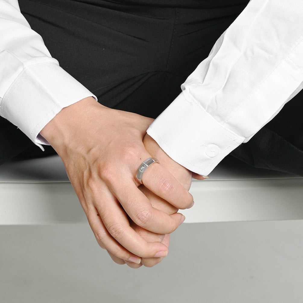 Kemstone Geometric Faceted Stainless Steel Ring for Men Women K-R1131