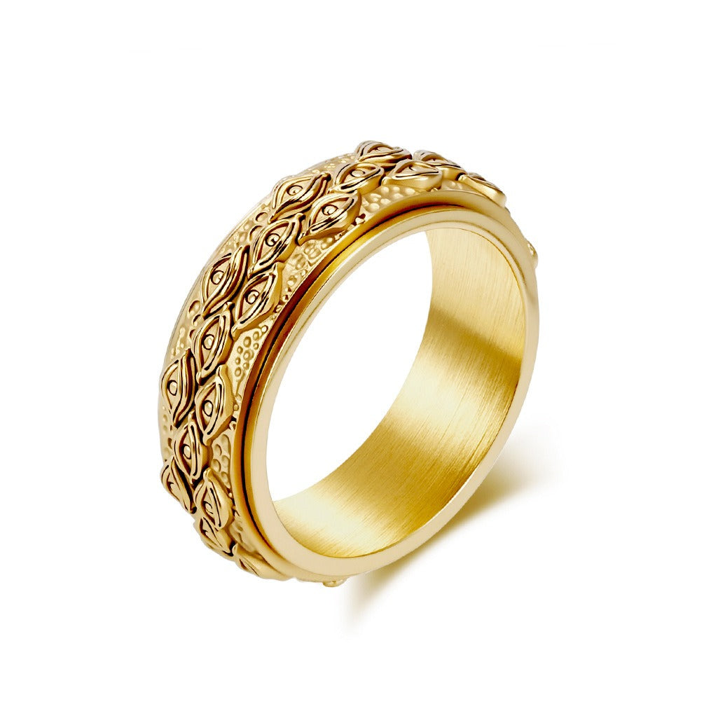 Kemstone Stainless Steel Evil Eye Spinner Ring for Men & Women – Vintage Style K-R1063