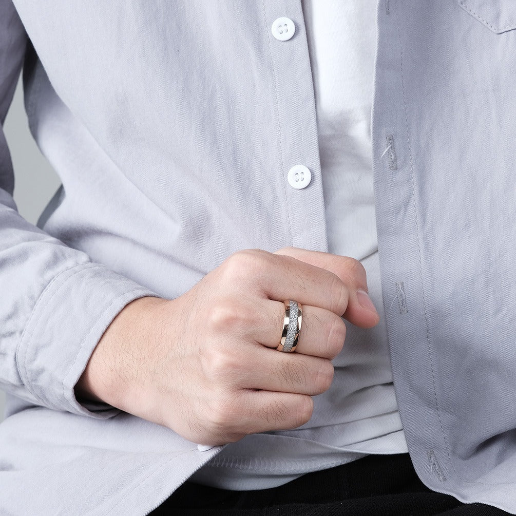 Kemstone Tungsten Carbide Ice Silk Ring for Men & Women – Rose Gold Band K-T014