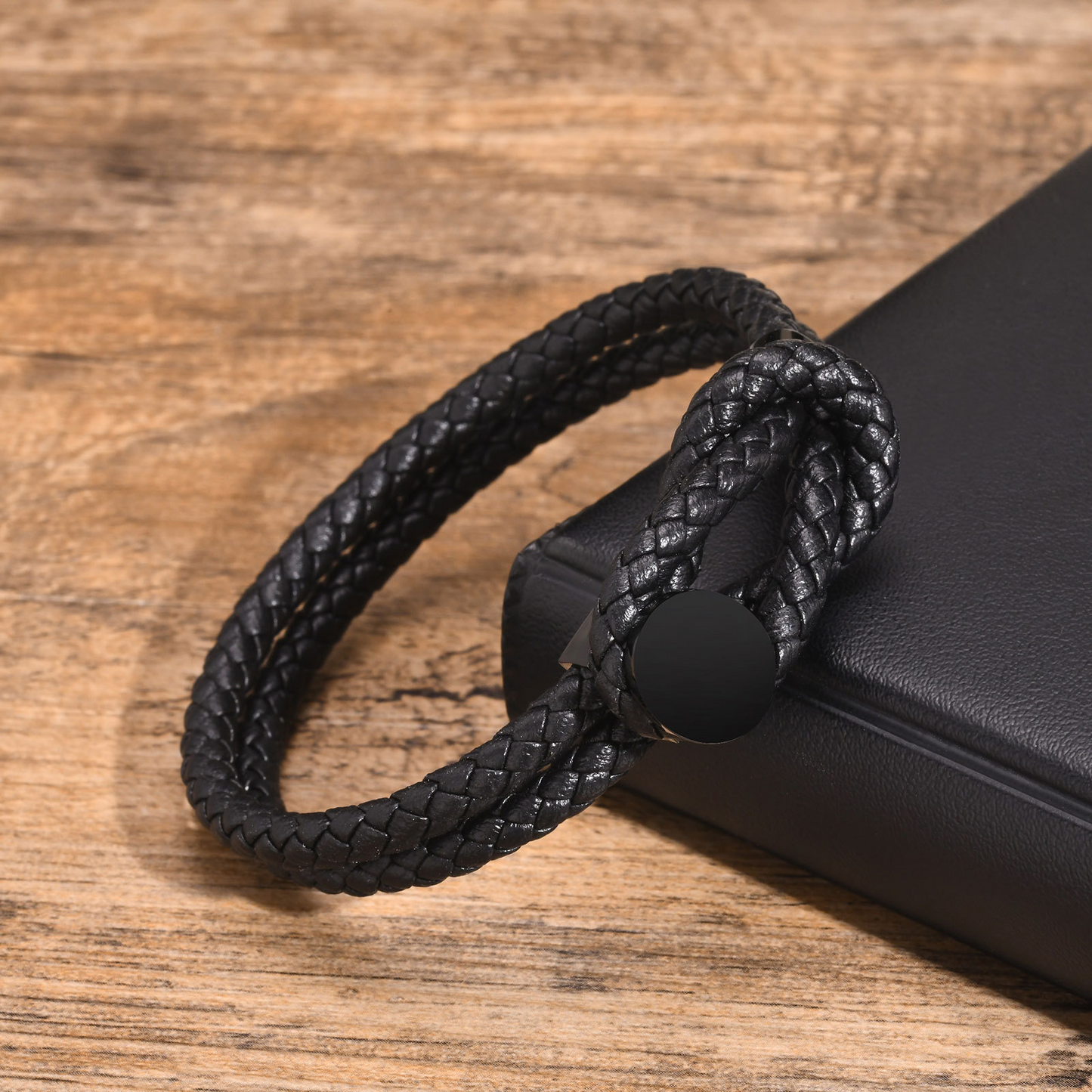 Kemstone Men’s Stainless Steel Leather Bracelet – Double-Layer Knot BL-712