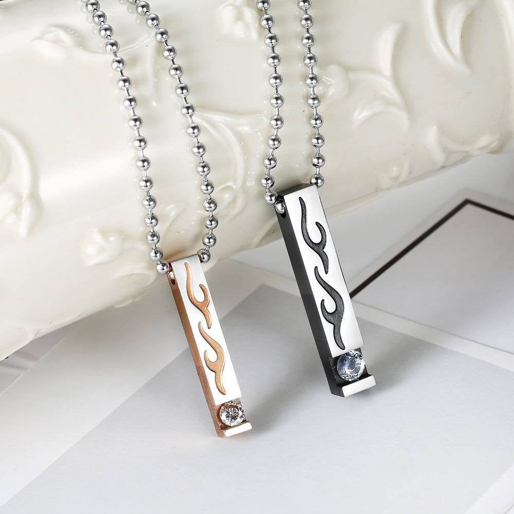 Kemstone Flame Bar Necklace for Men & Women Stainless Steel TN0137