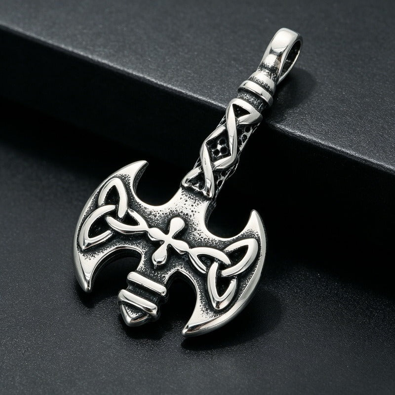 Kemston Stainless Steel Viking Axe Pendant Necklace for Men Gothic KP118608-LU