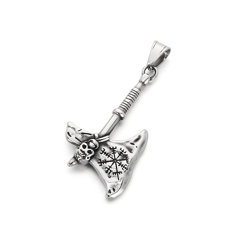 Kemstone Viking Axe Pendant Necklace Nordic Rune Titanium Steel for Men KP117913-MZOZ