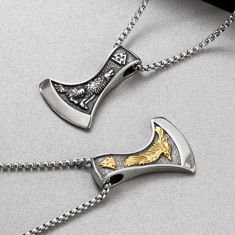 Kemstone Titanium Steel Viking Axe Pendant Necklace for Men KP130625-TLX
