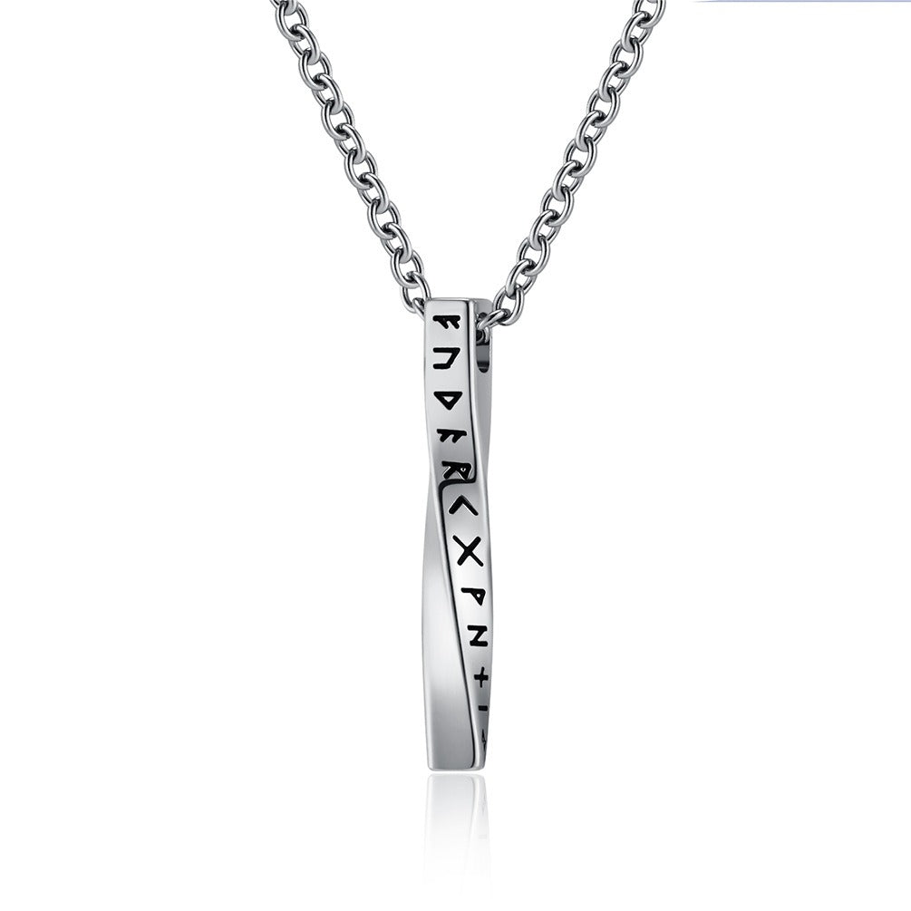 Kemston Viking Rune Necklace for Men Stainless Steel Nordic Möbius Twist Pendant K-PT567
